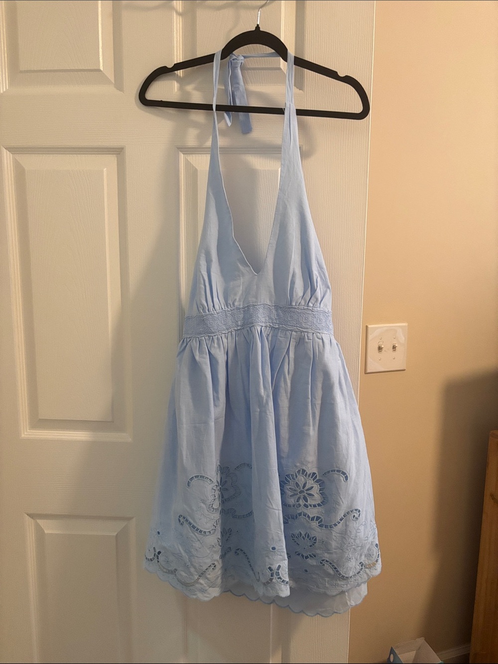 wild fable Light Blue Backless Halter Dress